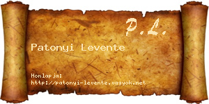 Patonyi Levente névjegykártya